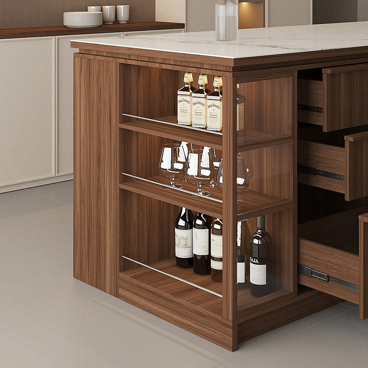 “Archchic 72'' Kitchen Island with Storage, Drawers & Bar Seating – Modern Ergonomic Island for Cooking, Dining & More”