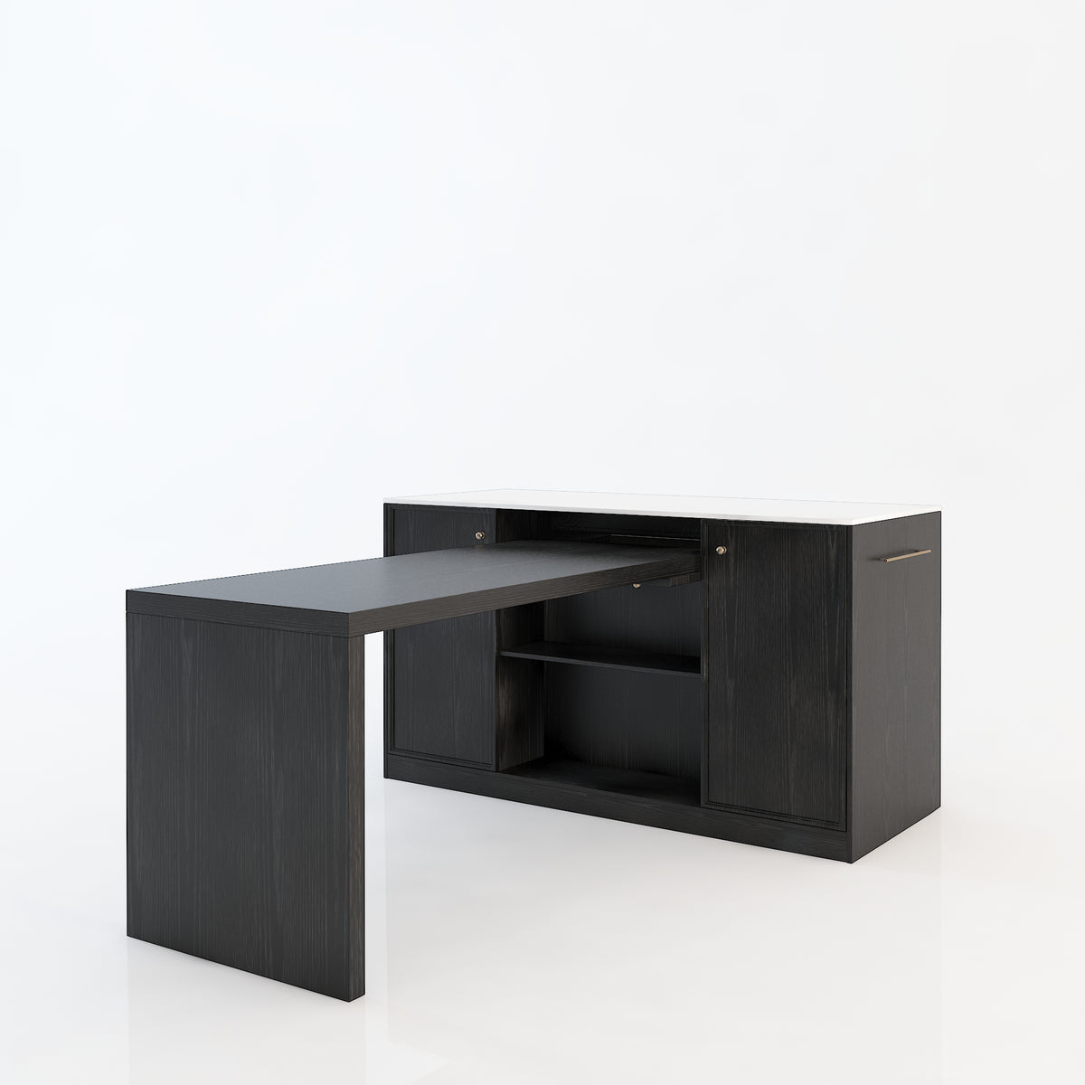 64“Small Kitchen Island with Expandable Dining table and Hidden Storage