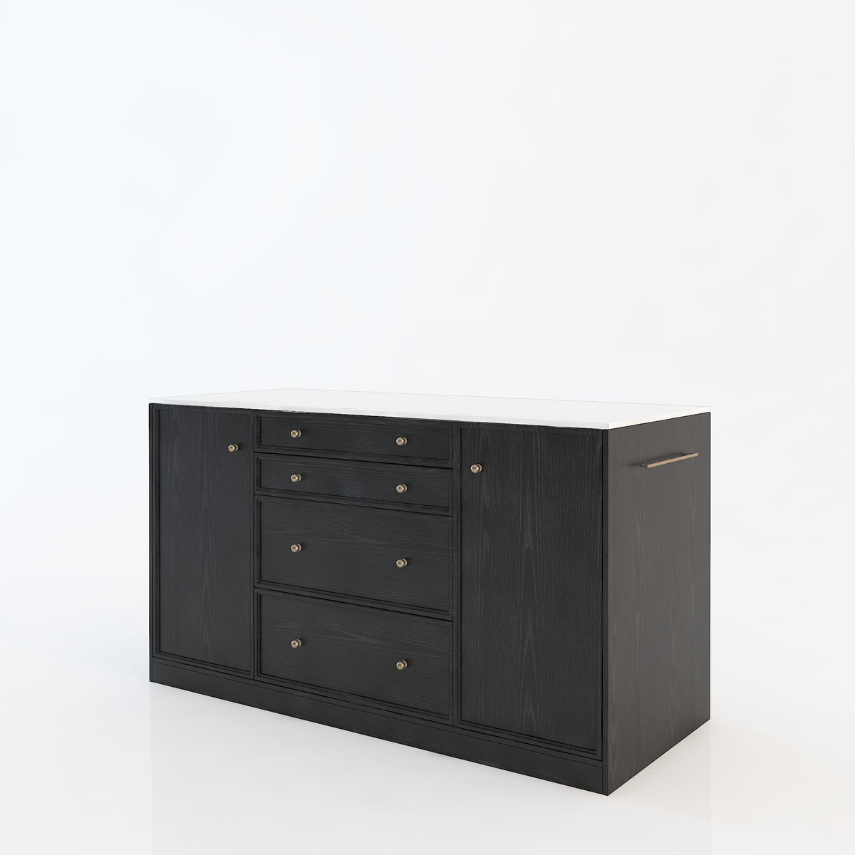 64"Mid-Century Style Kitchen Island with Sintered Stone Top