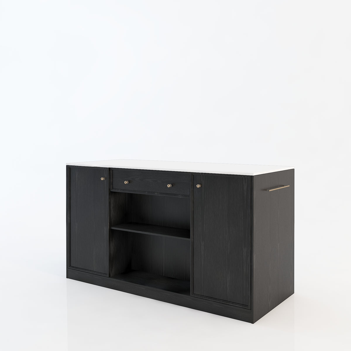 64“Small Kitchen Island with Expandable Dining table and Hidden Storage