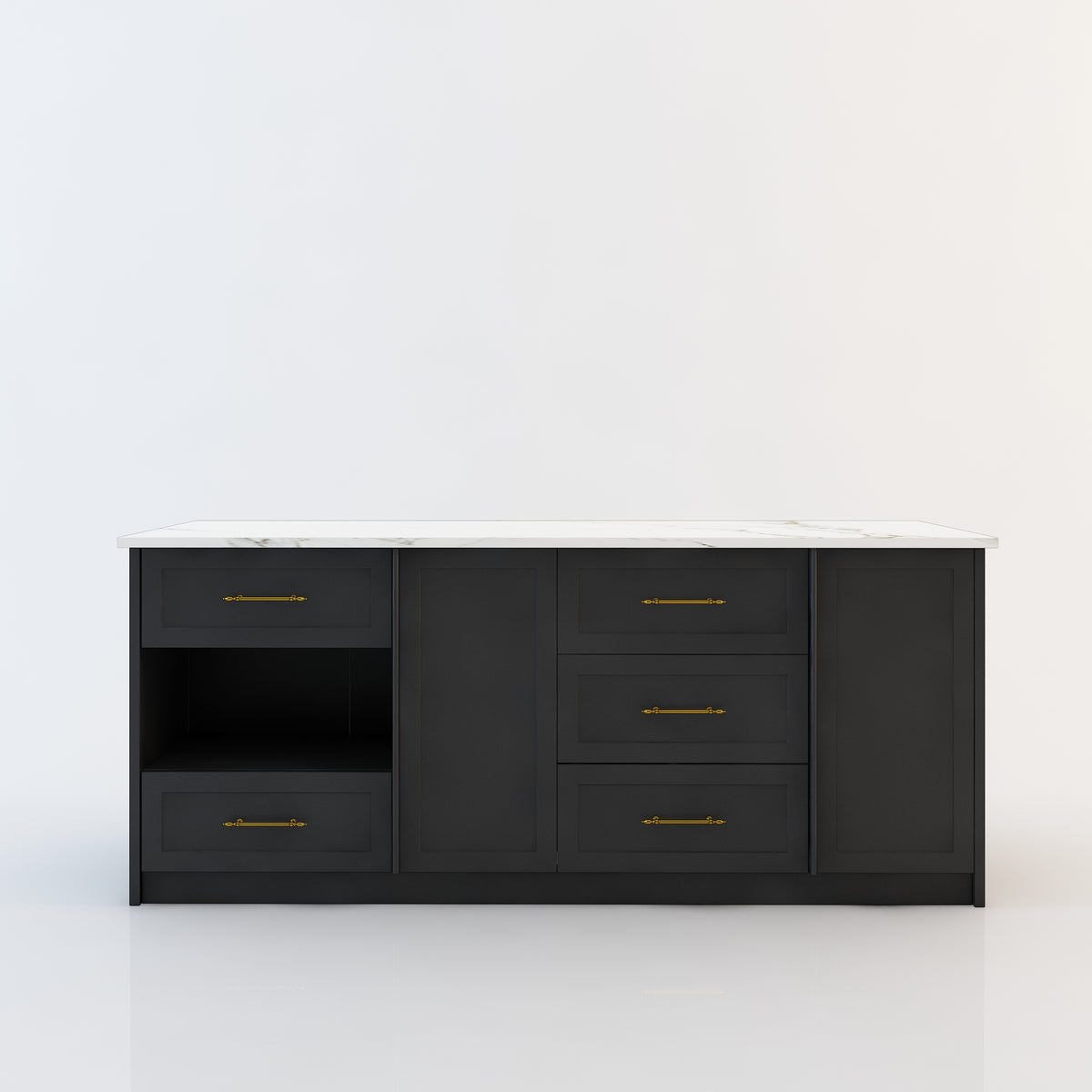 80 inch Large kitchen island with microwave shelf，For French and luxury spaces.
