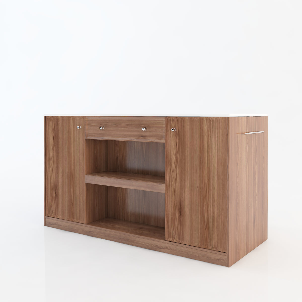 64"Mid-Century Style Kitchen Island with Sintered Stone Top