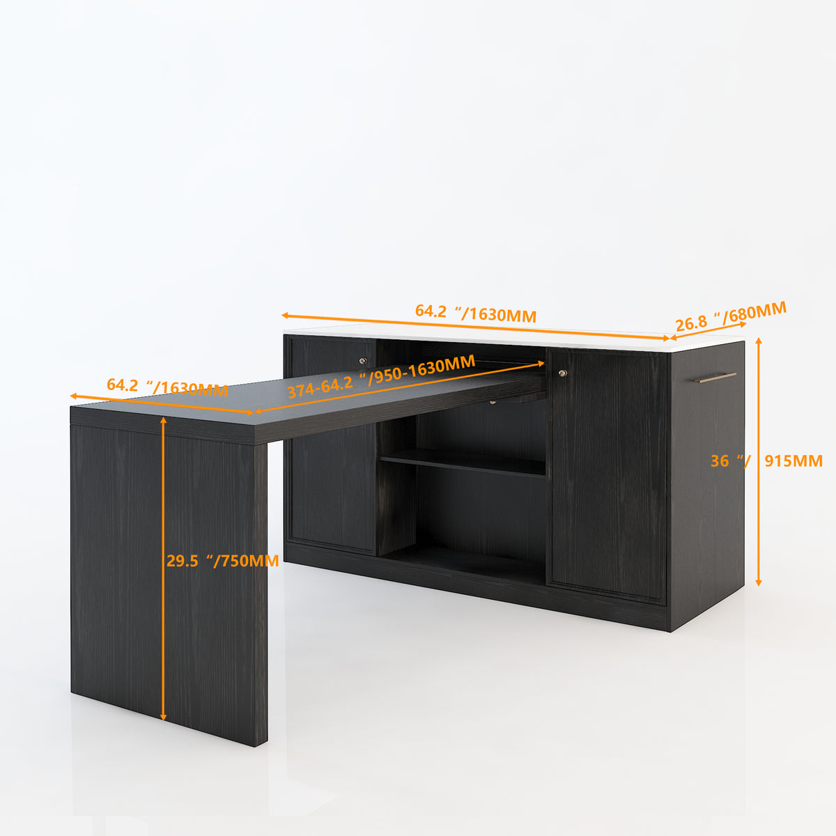 64“Small Kitchen Island with Expandable Dining table and Hidden Storage