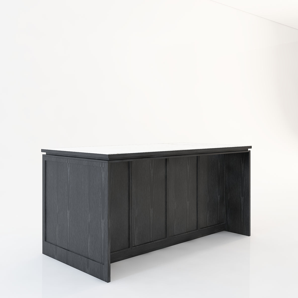 72'' Mid-Century Modern Kitchen Island with Storage, Drawers & Bar Seating – Walnut & Marble Look